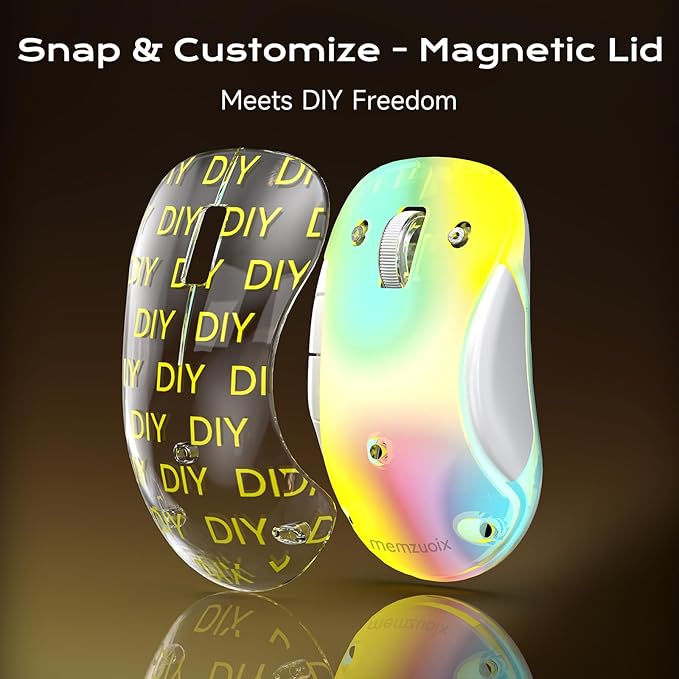 memzuoix 2.4G LED Wireless Mouse, Rechargeable Ergonomic Mouse with Detachable Cover, 1400 DPI Portable Optical Computer Mouse with USB Receiver for Laptop, PC, Desktop and MacBook, 5 Buttons-Yellow