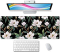 Floral Desk Mat Dark Vintage Aesthetic Desk Pad Flowers Black White Green Extended Mouse Pad Large Gaming Mousepad XL Laptop Computer Mouse Keyboard Mat 31.5 x 11.8 in for Office Desk Decor