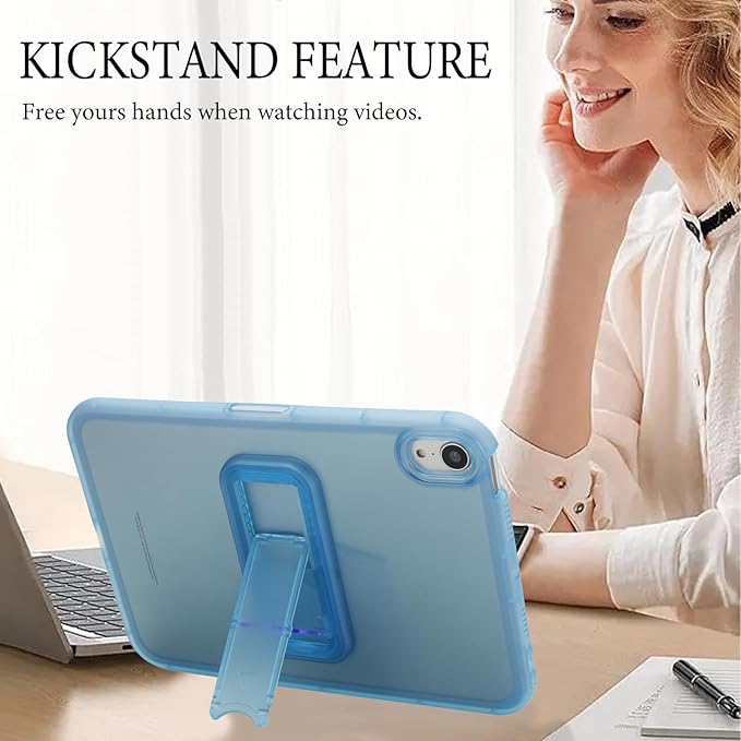 Slim Case for iPad mini 7 (A17 Pro) 2024/ Mini 6 8.3'', Built-in Kickstand Non-Slip Military Grade Drop Protection Rugged for iPad mini 7th 6th Generation,Blue