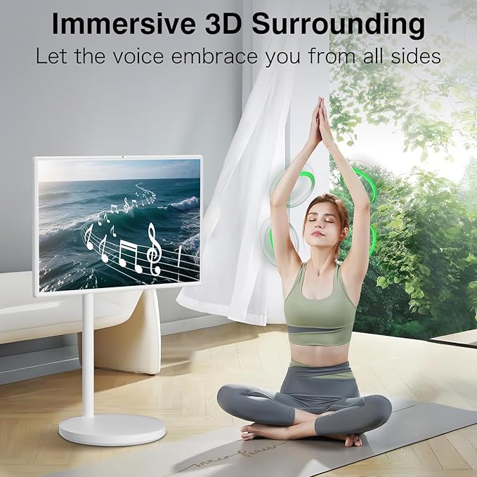32 Inch Portable Smart TV 4K Touchscreen Display 8GB RAM+128GB Storage Built-in Rechargeable Battery Full Swivel Rotation(4+64G,32 in(4K))