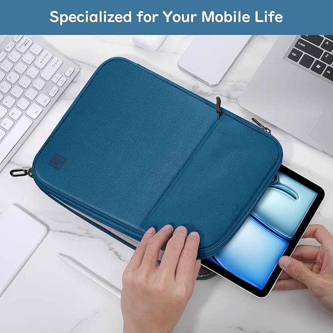 Dadanism 9-11 Inch Tablet Sleeve Padded Carrying Case for iPad (A16) 11th Gen 11", iPad 10th Gen 10.9", iPad Air M4/Pro M5 11", iPad Air 5/4, iPad 9/8/7th Gen, Galaxy Tab A11+ Plus 11", Peacock Blue