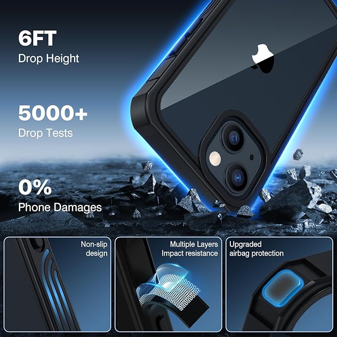 CENHUFO Privacy for iPhone 13 Mini Case, Full Body Phone Case with Built-in 9H Tempered Glass Privacy Screen Protector, Anti Peep Anti Spy Shockproof Protective Bumper Clear Cover - Black