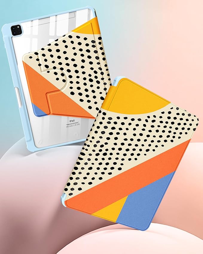 Uppuppy for iPad Pro 12.9 Case Folio Cover with Pencil Holder Women Cute Girls Teens Pretty Girly Abstract Unique Fashion Design Rotating Stand for Apple iPad Pro 12.9 Inch Cases 2022/2021/2020/2018