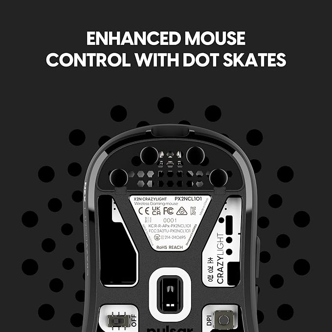 Pulsar Gaming Gears X2N Crazylight Wireless Gaming Mouse, Ultra Lightweight 1.38 oz (39g), Optical Switch, 32000 DPI, 750 IPS, XS-1 Sensor, 8k Compatible (Medium, Jet Black)
