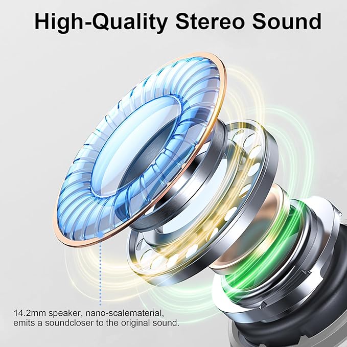 Wireless Headphones, 2026 Bass-3.0 Bluetooth 5.4 Earbuds 3D-Stereo Ear Buds, 4 ENC Noise Cancelling Mic, 40+Hrs USB-C in-Ear Earphones, IP-X7 Waterproof Sport Workout Gym for Laptop Pad Android iOS