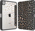 May Chen Case for iPad Pro 11-Inch M5/M4 2025/2024 (6th/5th Generation), Clear Transparent Print Back Shell Slim Stand Shockproof Tablet Cover, Auto Wake/Sleep, Leopard Print