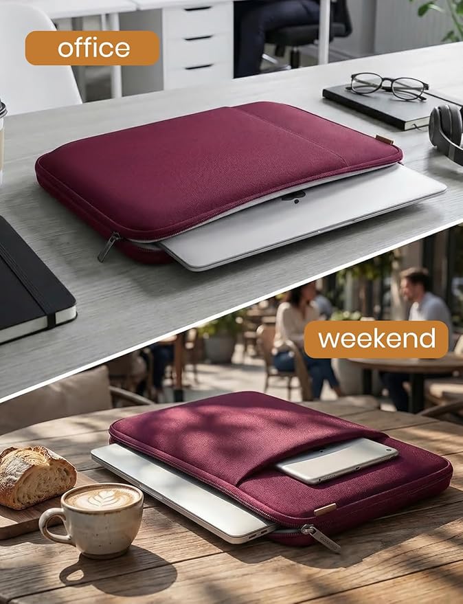 DOMISO 17.3 inch Laptop Sleeve Case Water Resistant Shockproof Protective Computer Bag for 17.3" Notebook/HP Pavilion Envy 17/IdeaPad/LG Gram/MSI with Accesory Bag,Wine