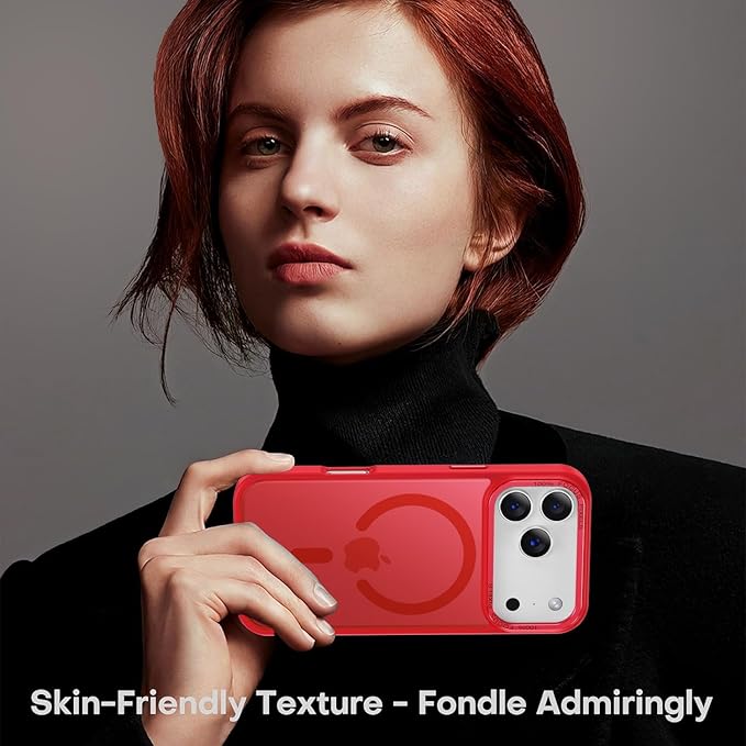 Newfuture Magnetic for iPhone 17 Pro Max Case [Compatible with Magsafe] [Military Grade Drop Protection] Translucent Matte Anti-Scratch Shockproof Protective Phone Cover 6.9 Inch, Red