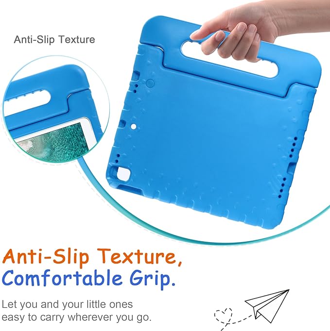 Kids Case for iPad 9th/8th/7th Generation (2021/2020/2019), iPad 10.2" Shockproof Case, Techcircle Handle Stand Lightweight EVA Foam Bumper Protective Rugged Drop Protection Child Proof Cover, Blue