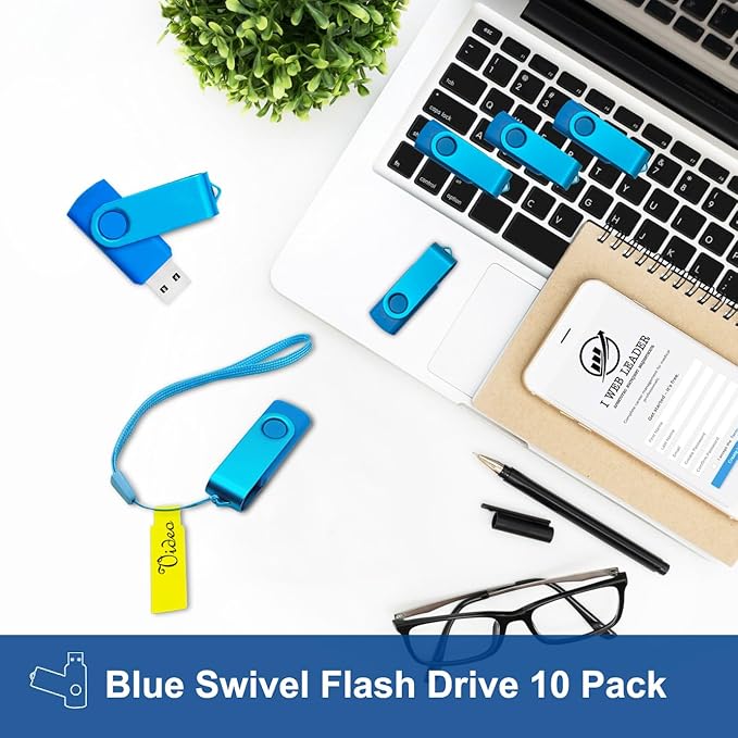 4GB USB Flash Drive 20 Pack Nicepicten Zip Drive USB 2.0 Thumb Drive Memory Stick FAT32 USB Jump Flash Drive Bulk - 4GB Blue