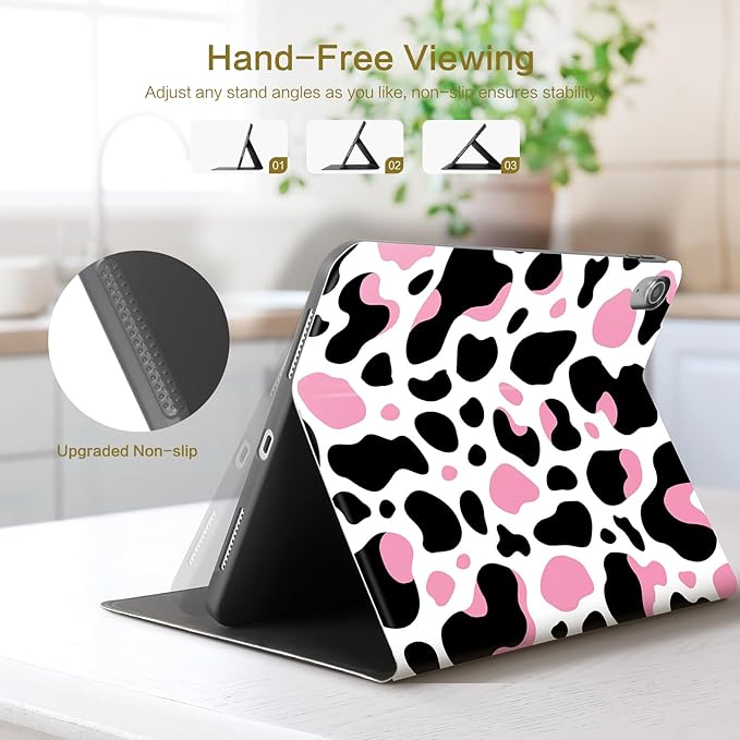 Lokigo Case for iPad 11 inch (A16) 2025, for 10th Generation Case 10.9'' 2022, Multi-Angle Viewing iPad 11th/10th Gen Protective Cover with Auto Sleep/Wake, for Women Men, Black Pink