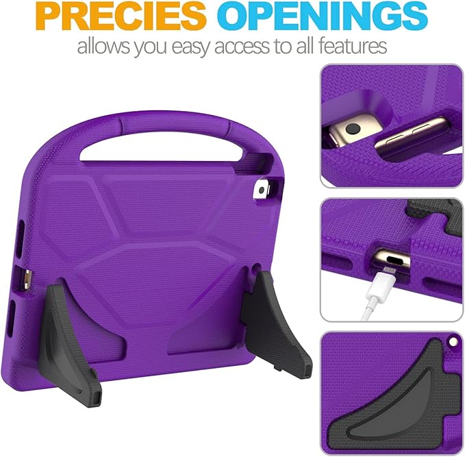 Kids Case for iPad 10.2 & 10.5, iPad 9th/8th/7th Generation 10.2" 2021 2020 2019 Case with Screen Protector, iPad Air 3rd Gen/Pro 10.5 inch Protective Cover with Handle Stand, Purple