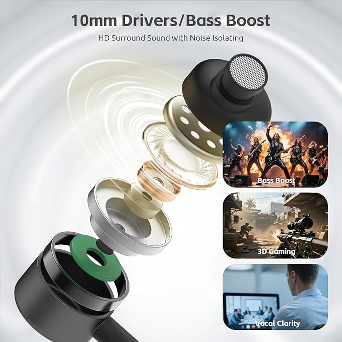 MORMOQUE USB C Headphones for iPhone 15 16 17,for Samsung S20-S23 A53 A54 Type C Wired Earbuds,Built-in Microphone Hi-Fi Bass Earphones,4.9ft Long Cord Magnetic in-Ear Ear Buds with 6 Ear Tips(Black)
