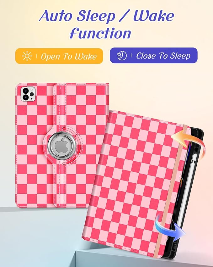 Kidcube for iPad Pro 13 Inch Case M4 2024 - Women Girls Cute Rotating Stand Folio Cover with Pencil Holder & Card Slot Girly Pretty Unique Design for iPad Pro 13 Inch Case 2024 (A2925 A2926 A3007)