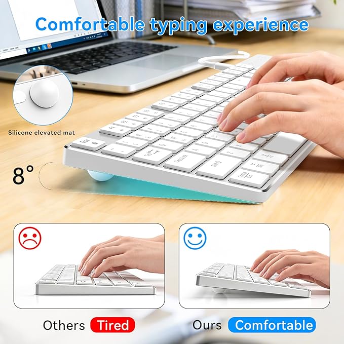 POWZAN Wired Backlit Keyboard for Windows/Mac,Aluminum Slim & Quiet Full Size Keyboards Light Up with USB A/USB C Dual Interface,Compatible with iMac,MacBook,iPad,Laptop,PC-Gray Black (Sliver White)