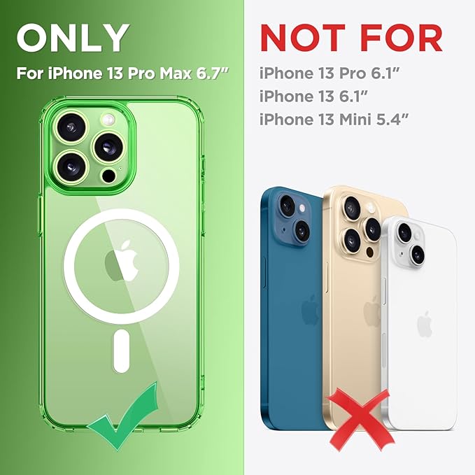 CAPRARO CAPRRO Magnetic for iPhone 13 Pro Max Case, [Compatible with MagSafe] [Full Camera Protection] Shockproof Protective Slim Translucent Matte Phone Case for iPhone 13 Pro Max 6.7'', Clear Green