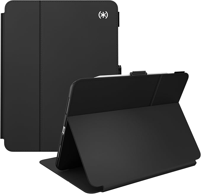Speck New iPad Air 11 Case (2024) - Fits iPad Air (2024/2022/2020, 6th/5th/4th Gen) with Pencil Holder, Drop & Camera Protection, Slim Multi Range Stand, Balance Folio - Black/Black/White