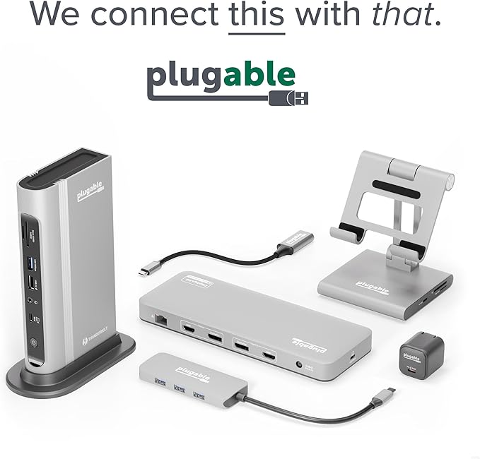 Plugable 7-in-1 USB C Hub Multiport Adapter with Ethernet Driverless Compatibility with Mac, Windows, iPhone 15, Chromebook, USB4, Thunderbolt, 100W Charging, Ethernet, 4K60Hz HDMI, 2X USB, SD/microSD