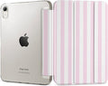 DONGKE for iPad mini 7 (A17 Pro) 2024 & iPad mini 6 2021 8.3 Inch, Slim Foldable Stand Hard PC Translucent Back Shell Smart Cover for iPad mini 7th/6th Generation [Auto Wake/Sleep] - Pink Stripes
