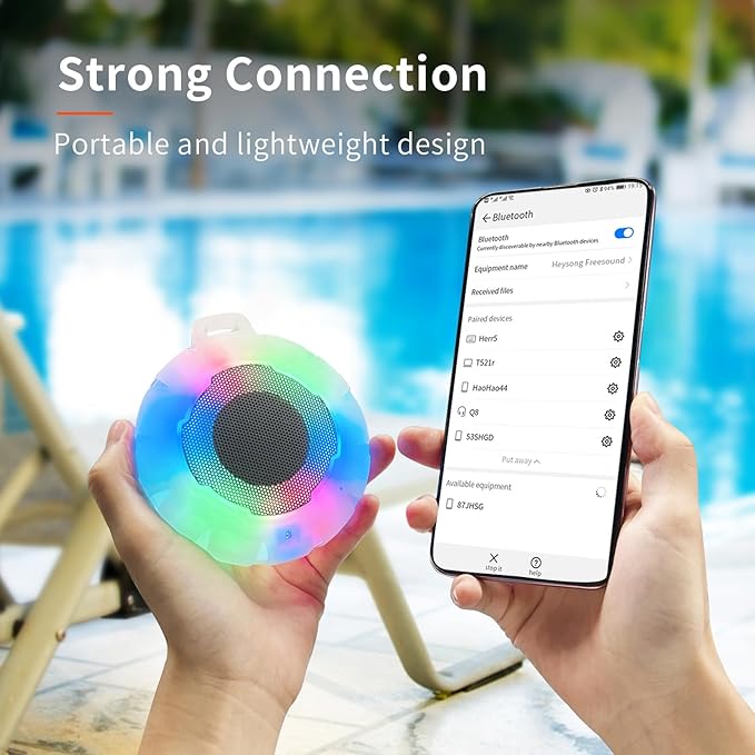 HEYSONG Waterproof Shower Bluetooth Speaker, Durable & Portable with Clear Sound, Ideal for Shower, Pool, Beach & Kayaking – Great Gift for All Ages