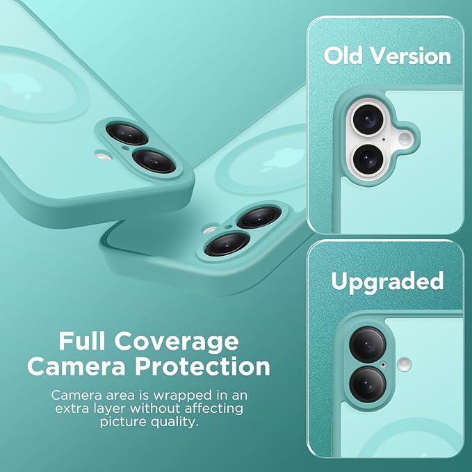 CAPRARO Magnetic Compatible with iPhone 16 Case, Upgraded [Full Camera Protection] [Compatible with MagSafe] Protective Translucent Matte Women Girl Phone Case Cover, Smoky Blue