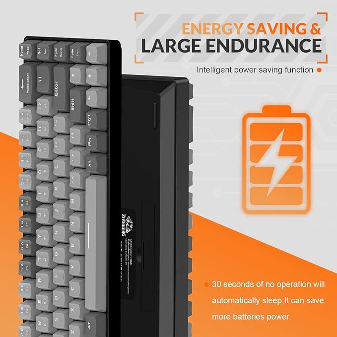 MAGIC-REFINER RK68 60% Wireless Mechanical Keyboard, Bluetooth 5.0/2.4GHz with Dual Mode 2-in-1 Receiver, Ergonomic Compact 68-Key Hot Swappable Gaming Keyboard, Red Switch for Mac Windows PC