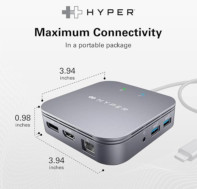 HyperDrive USB-C & Thunderbolt 4 Dual Monitor Dock - 4K60Hz HDMI Thunderbolt Docking Station -7-in-1 Dock - Slim, Portable, Powerful