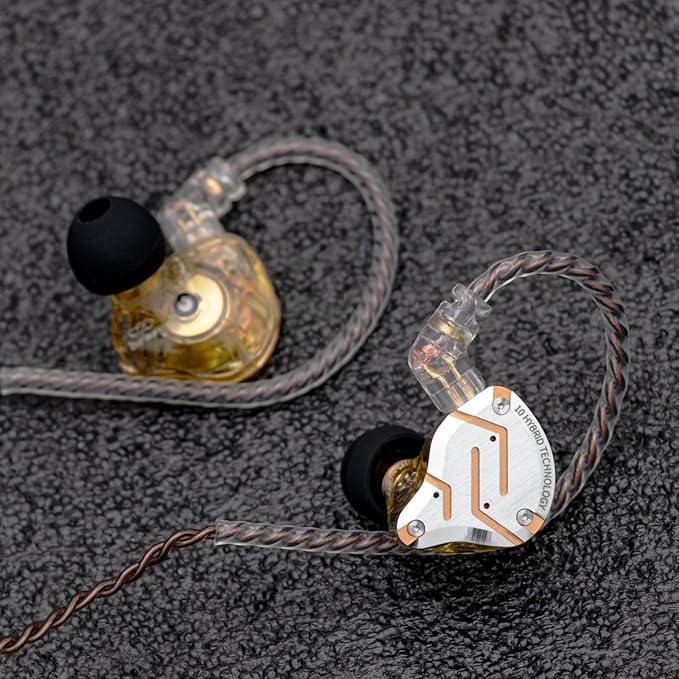 Linsoul KZ ZS10 Pro, 4BA+1DD 5 Driver in Ear Monitor, HiFi Wired Earbuds, Gaming Earbuds, Hybrid IEM Earphones with Stainless Steel Faceplate, Detachable Cable for Musician(with Mic, Glare Yellow)