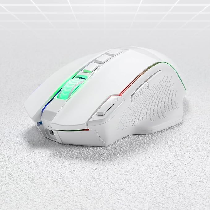 Redragon M991 Wireless Gaming Mouse, 26000 DPI 3-Mode Gamer Mice w/Rapid Fire Key, 9 Macro Buttons, Powerful Capacity and RGB Backlight for PC/Mac/Laptop, White