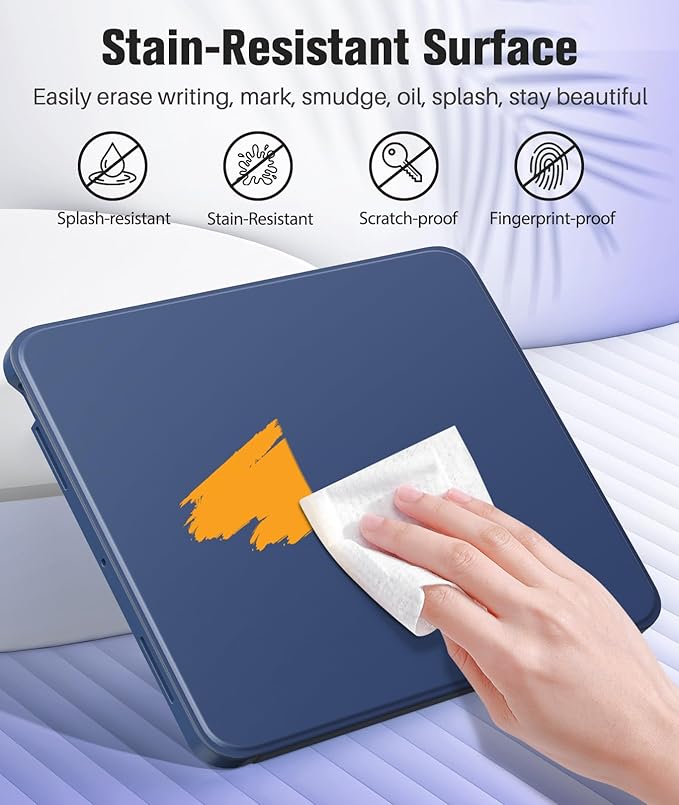 MoKo for iPad Pro 13 Inch Case (M5/M4) 2025/2024 with Pencil Holder, [Built-in Screen Protector], iPad Pro 13 M5/M4 Case with Clear Back & Magnetic Multi Angle Stand Cover, Navy Blue