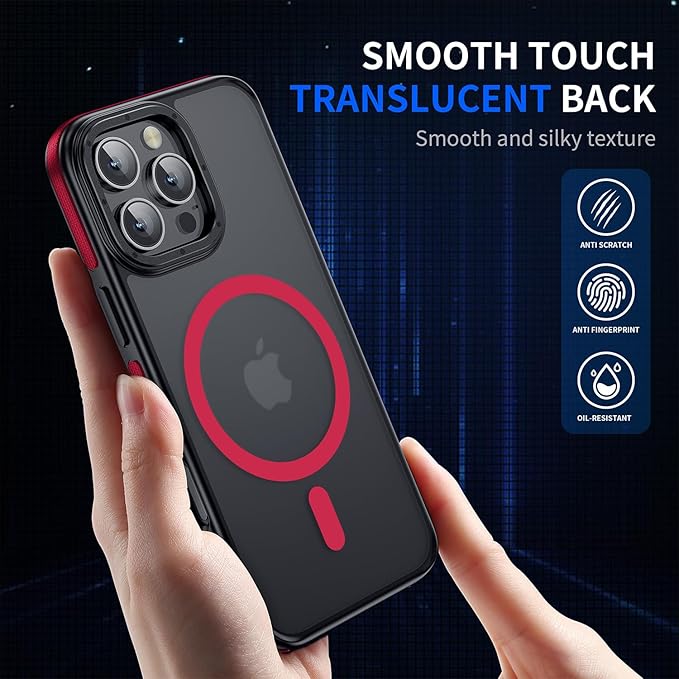Strong Magnetic for iPhone 16 Pro Max case [10Ft Military-Grade Protection] Compatible with fit MagSafe Shockproof Slim Thin Cover case for iPhone 16 Pro Max 6.9 inch, Bumper Red