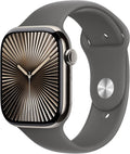 Apple Watch Series 10 [GPS + Cellular 46mm case] Smartwatch with Natural Titanium Case with Stone Grey Sport Band - M/L. Fitness Tracker, ECG App, Always-On Retina Display, Water Resistant