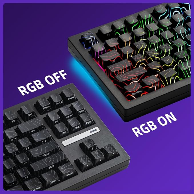 ZORNHER ZH870 Wireless Gaming Mechanical Keyboard,80% Black Custom Creamy Sound Keyboard with Lighted Up Black Topographic Keycaps,Creamy Sounding Linear Switches,Hot-Swappable,RGB Backlit