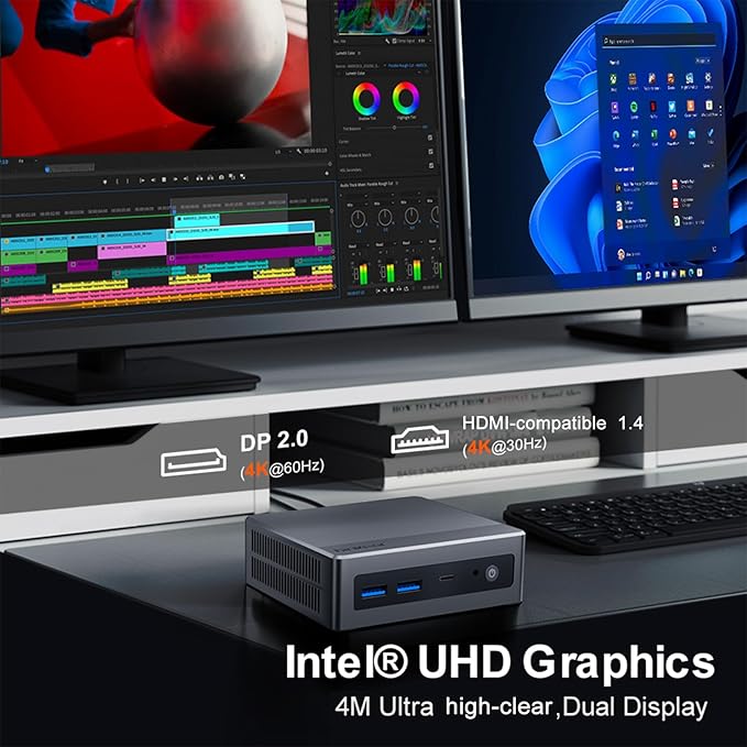 Docooler N9 Compact PC N100 16GB DDR4 Dual Band WiFi Portable Desktop Computer Support 4K Dual Screen Display for Home Office Business