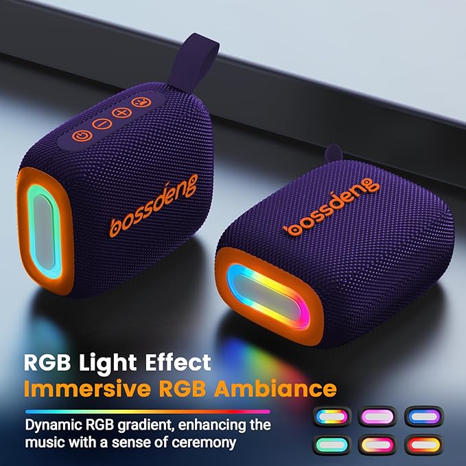 Portable Waterproof Bluetooth Speaker IPX5 for Outdoor,HD Sound All-Day Playtime, BT5.3,Wireless Speakers with Lights, Essentials for Beach/Party/Camping,Gifts for Men Women Boys Girls-Purple