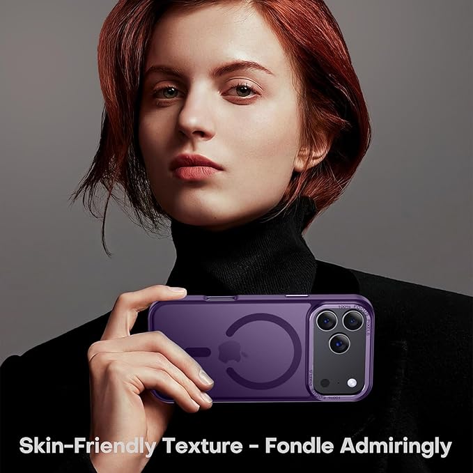 Newfuture Magnetic for iPhone 17 Pro Case [Compatible with Magsafe] [Military Grade Drop Protection] Translucent Matte Anti-Scratch Shockproof Protective Phone Cover 6.3 Inch, Deep Purple