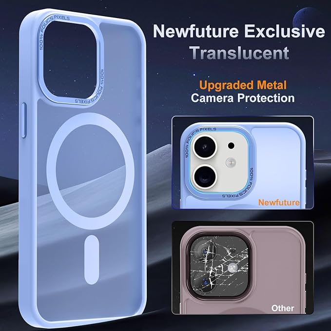 Newfuture Designed for iPhone 11 Case with Strong Magnetic [13 FT Military Drop Protection] [Compatible with Magsafe] Slim Translucent Matte Shockproof with Anti-Fingerprint Phone Case, Blue