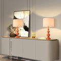 Ziqqeelam 24.4'' Orange Mid Century Modern Table Lamps Set of 2 for Living Room Bedroom Bedside Nightstand, Contemporary Table Lamp for Bedside, End Table Side Table Lamp (Bulbs Not Includes)