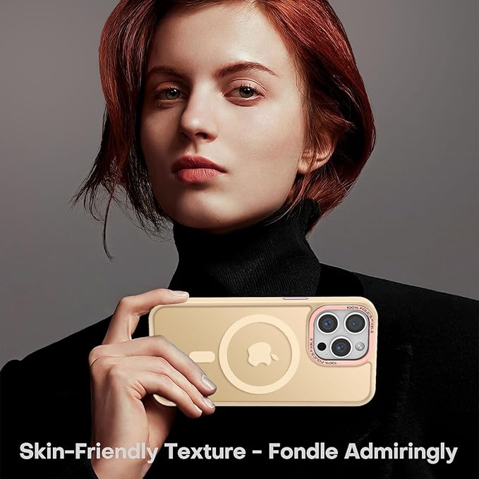 Newfuture Upgraded Magnetic for iPhone 15 Pro Max Case [Compatible with Magsafe] [Mil-Grade Protection], Pocket-Friendly, Slim Translucent Phone Case Cover for iPhone 15 Pro Max 6.7", Creamy Yellow