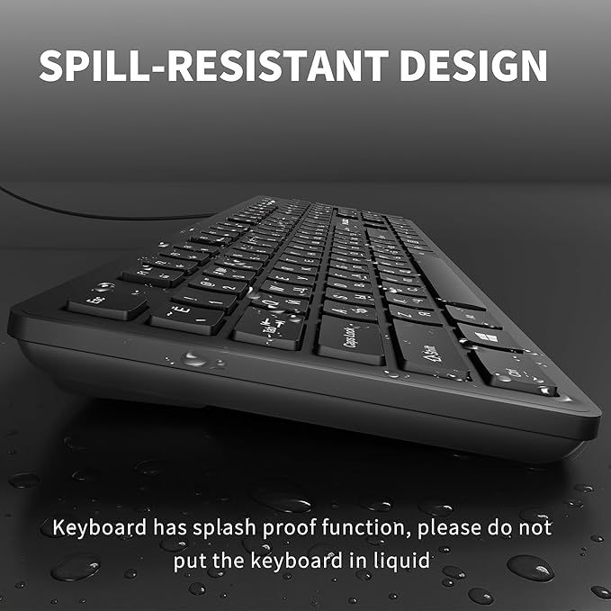 Wired Russian USB Keyboard with Cyrillic Letters English ЙЦУКЕН Layout- Full Size Design with Number Pad,Suitable for Russian Translation, Self-Study, Academic Research,Non Worn Characters
