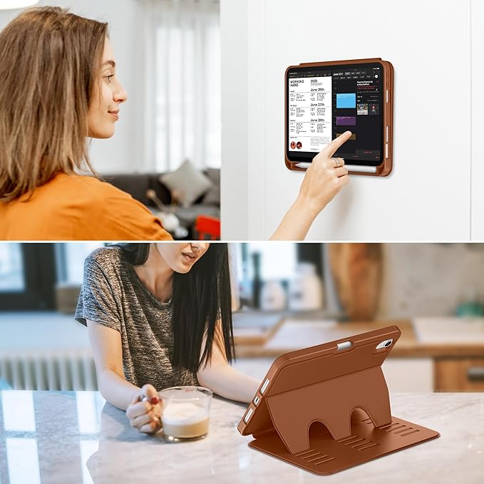 VIKESI Case for iPad mini 7 (A17 Pro) and iPad mini 6,Multiple Angles Magnetic Stand Cover,Shockproof Soft Back,Pencil Holder,and Auto Sleep/Wake,Brown
