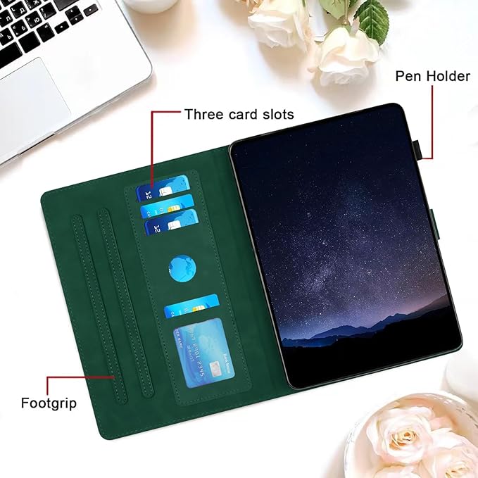 DTangLsm for iPad A16 Case iPad 11th Generation Case 11-inch 2025, iPad 10th Generation Case 10.9-inch 2022, Smart PU Leather Folio Stand Cover with Pencil Holder, Auto Wake/Sleep, Honeycomb Green