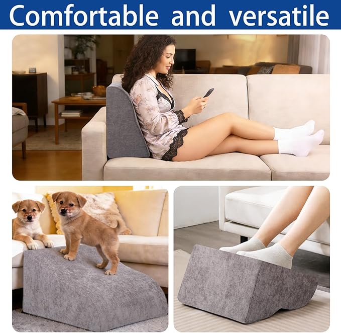 Foot Rest for Under Desk at Work, Ergonomic Under Desk Footrest with Washable Cover for Office, Home & Gaming Leg Elevation Pillow Dark Gray