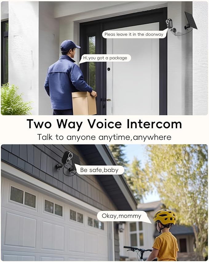 ZUMIMALL Solar Security Cameras Wireless Outdoor, 2Packs, Solar Camera Outdoor Wireless, 2.4G WiFi Battery Camera, 3MP Color Night Vision, Magnetic Mount, Siren,PIR/AI Analyse, IP66, Cloud, Alexa
