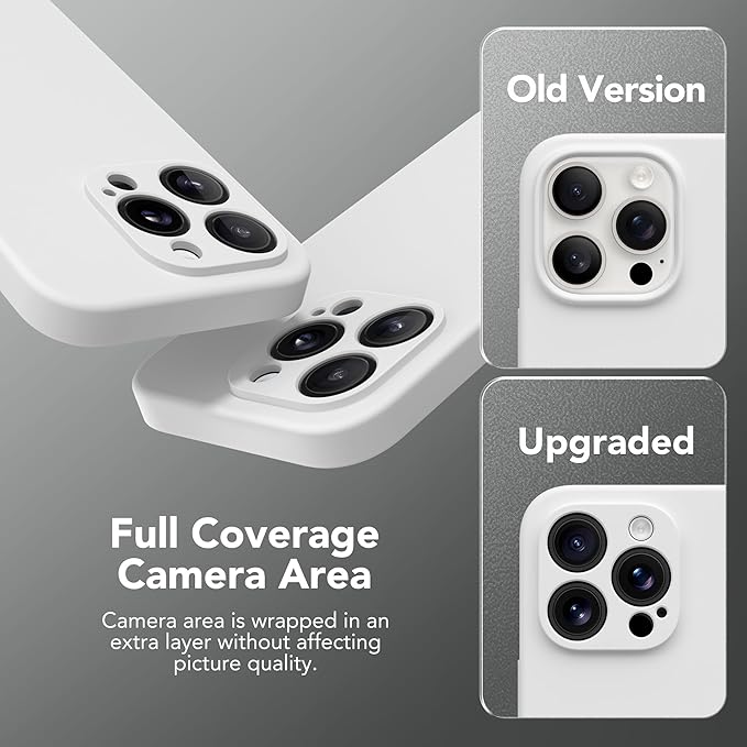 Magnetic for iPhone 15 Pro Max Case, Compatible with MagSafe, [Full Camera Protection][Screen Protector] Silicone Shockproof Protective Phone Case for iPhone 15 Pro Max 6.7", White