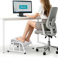 Under Desk Footrest with Memory Foam, Adjustable 10-Level Ergonomic Foot Rest for Office & Gaming Desk Accessories for Leg Rest, Reinforced Metal Frame, Non-Slip Base Extra Large（White