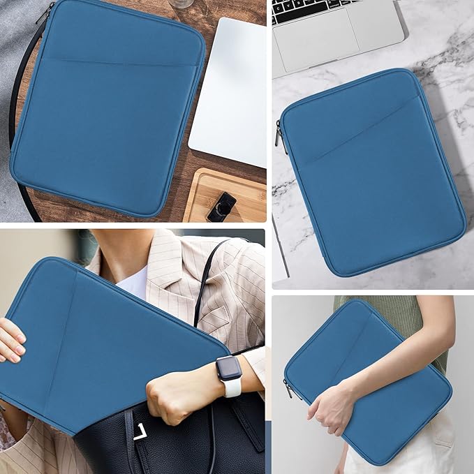 MoKo 9-11 Inch Tablet Sleeve Case, Fits New 11inch iPad Air M4/Pro M5, iPad A16 11", i-Pad 10/9/8/7th/Air 5/4th 10.9"/10.2", Tab S9/S8 11", Protective Bag Carrying Case with Pocket,Peacock Blue