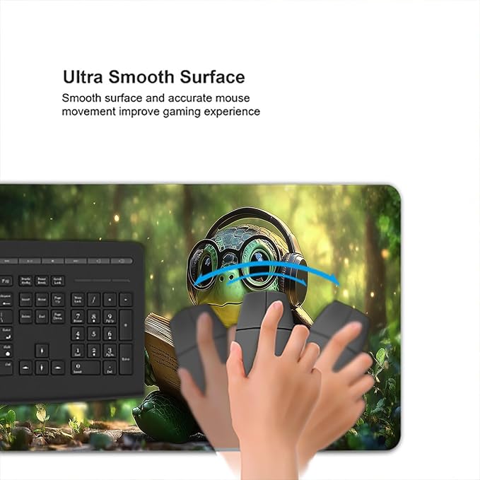 Green Turtles Gaming Mouse Pad Reading Book Forest Cute XL Mouse Pad Large Mousepad Extended Laptop Keyboard Mat Gaming Desk Pad Mouse Mat 31.5"x11.8" Office Computer Keyboard Laptop Home