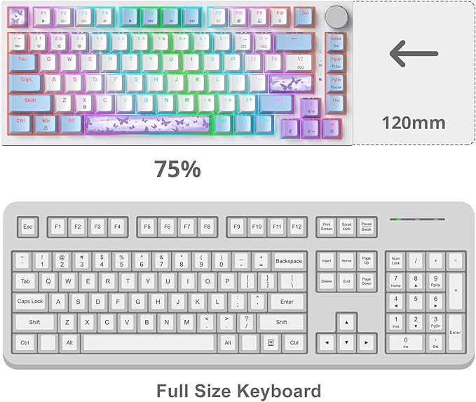 Fogruaden Wired Gaming Keyboard 75 Percent, Hot Swappable, Gasket Mount Creamy Mechanical Keyboard with Knob, Linear Red Switch, RGB Backlit, Sound Absorbing Pads, NKRO Compact TKL Custom Keyboard