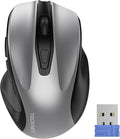 TECKNET Wireless Mouse, 2.4G Ergonomic Optical Mouse, Computer Mouse for Laptop, PC, Computer, Chromebook, Notebook, 6 Buttons, 24 Months Battery Life, 2600 DPI, 5 Adjustment Levels - Silver